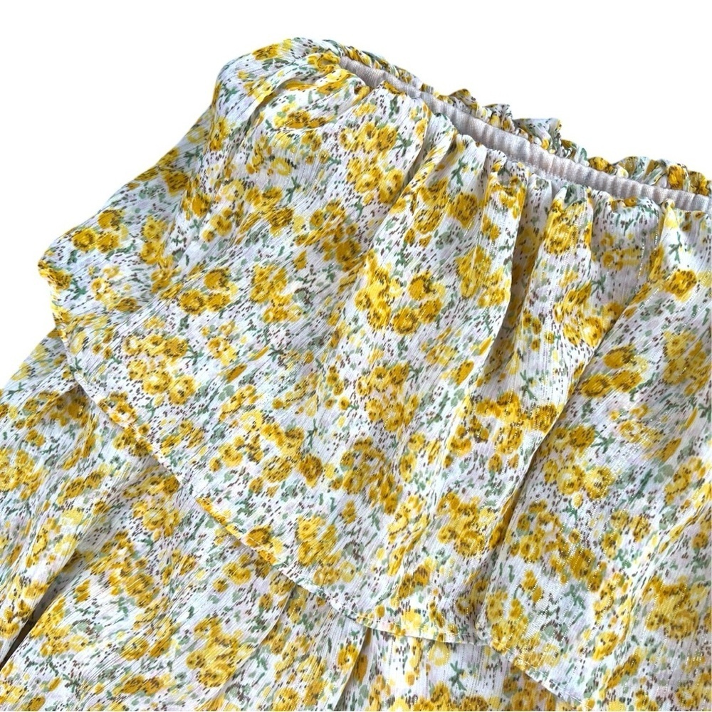 Astr The Label Ruffle One Shoulder Top In Yellow Floral Size M - Picture 6 of 9